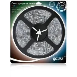 Светодиодная влагозащищенная лента Gauss 7,2W/m 30LED/m 5050SMD RGB 5M 311000407