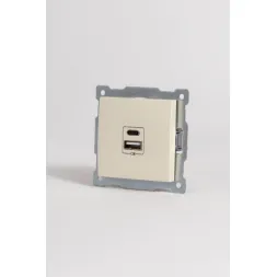 Розетка с двумя разъемами USB + Tupe C+A ELBI Zena Vega 609-010300-335