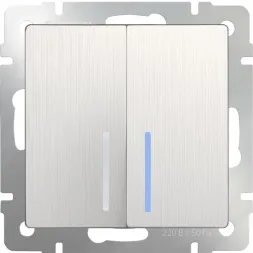 Выключатель двухклавишный проходной с подсветкой WL13-SW-2G-2W-LED 4690389124433