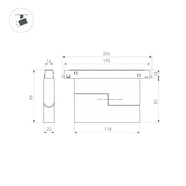 Трековый светодиодный светильник Arlight MAG-ORIENT-FLAT-FOLD-S195-6W Warm3000 035854(1) в Нижнем Новгороде