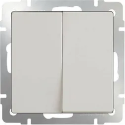 Выключатель двухклавишный проходной слоновая кость WL03-SW-2G-2W-ivory 4690389046179