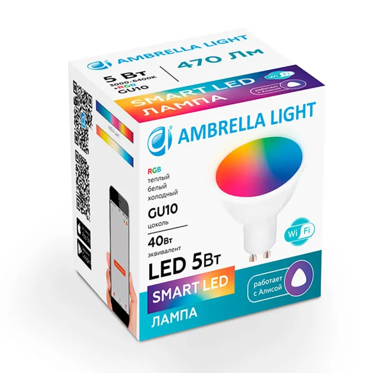 Светодиодная лампа Ambrella light 207500 Smart LED MR16 5W+RGB 3000K-6400K 220-240V в Нижнем Новгороде
