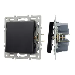 Механизм выключателя одноклавишный перекрестный Arlight SWT-MKX1-PL-BK (250V, 16A) 043719
