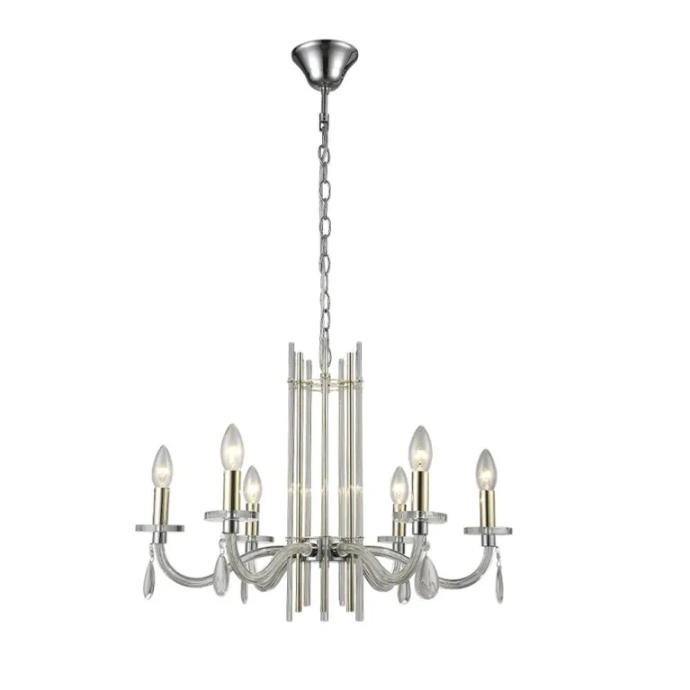 Подвесная люстра Crystal Lux AURELIO SP6 GOLD+CHROME/TRANSPARENT в Нижнем Новгороде