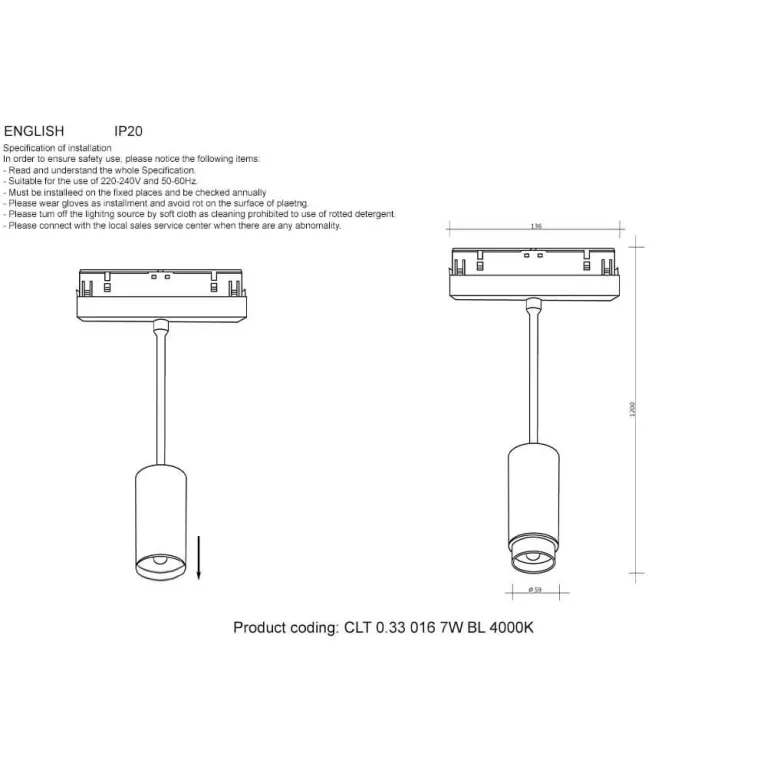 Трековый светодиодный светильник Crystal Lux Space CLT 0.33 016 7W BL 4000K в Нижнем Новгороде