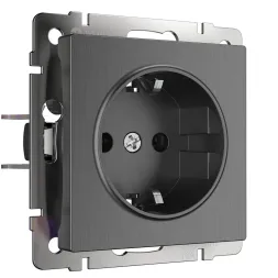 Розетка Werkel с заземлением и шторками Графит рифленый WL04-SKGS-01-IP44 4690389146008