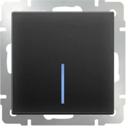Выключатель одноклавишный с подсветкой черный матовый WL08-SW-1G-LED 4690389054174