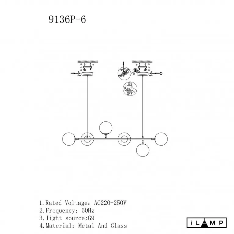 Подвесная люстра iLamp Golden 9136P/6 BK-WH в Нижнем Новгороде
