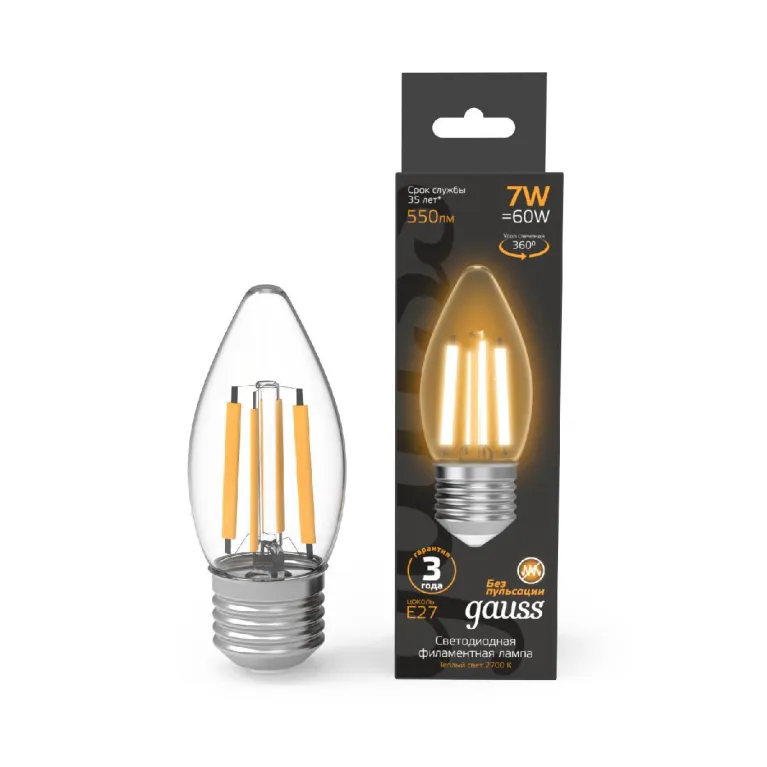 Лампа светодиодная Gauss Filament E27 7W 2700K 103802107 в Нижнем Новгороде