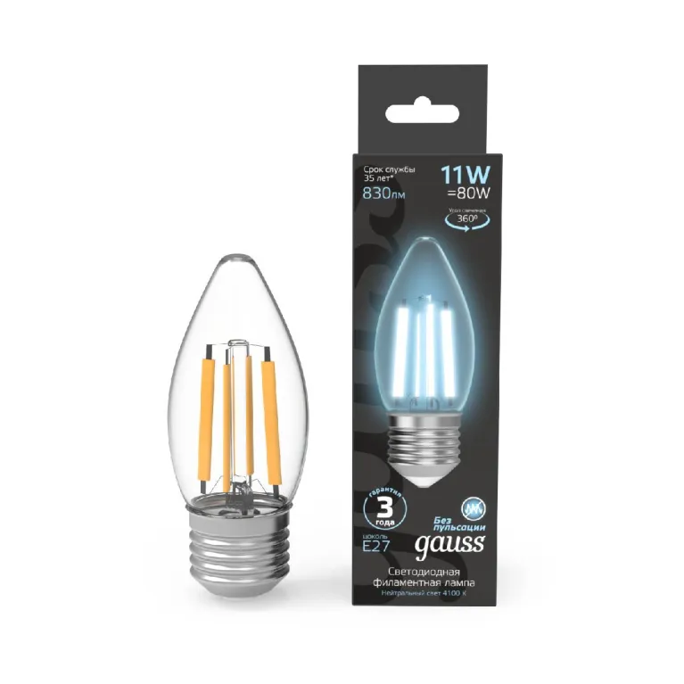 Лампа светодиодная Gauss Filament E27 11W 4100K 103802211 в Нижнем Новгороде
