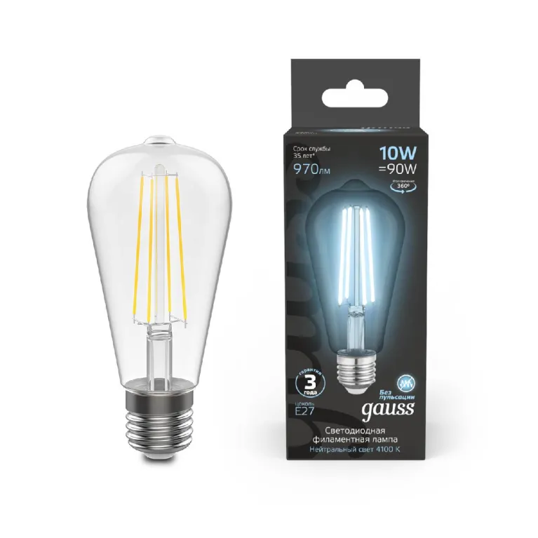 Лампа светодиодная Gauss Filament E27 10W 4100K 157802210 в Нижнем Новгороде