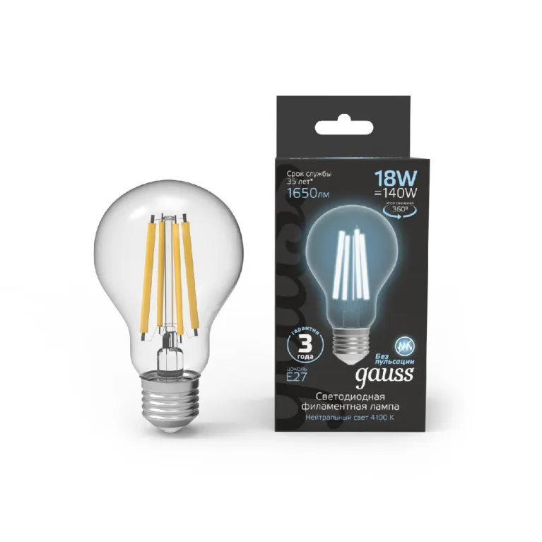 Лампа светодиодная Gauss Filament E27 18W 4100K 102902218 в Нижнем Новгороде