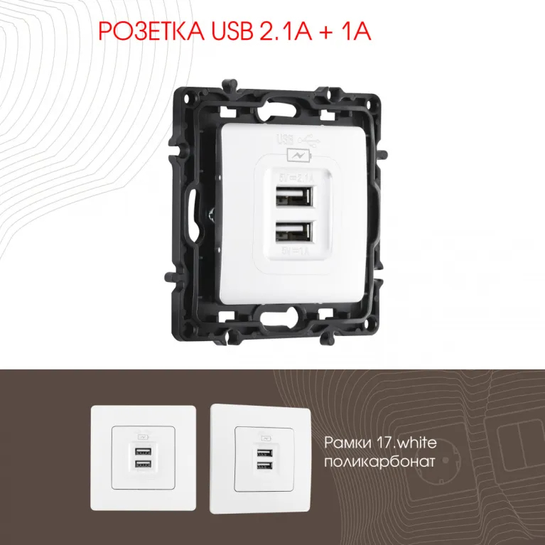 Розетка USB 2.1А+1А Arte Milano 217.46-1.white в Нижнем Новгороде