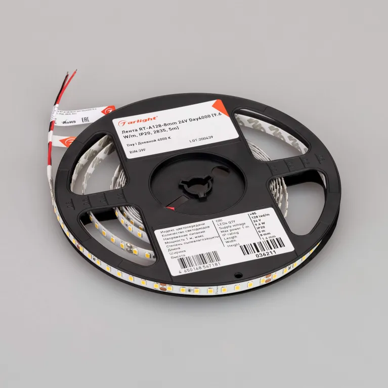 Светодиодная лента Arlight RT-A128-8mm 24V Day4000 (9.6 W/m, IP20, 2835, 5m) 036211 в Нижнем Новгороде