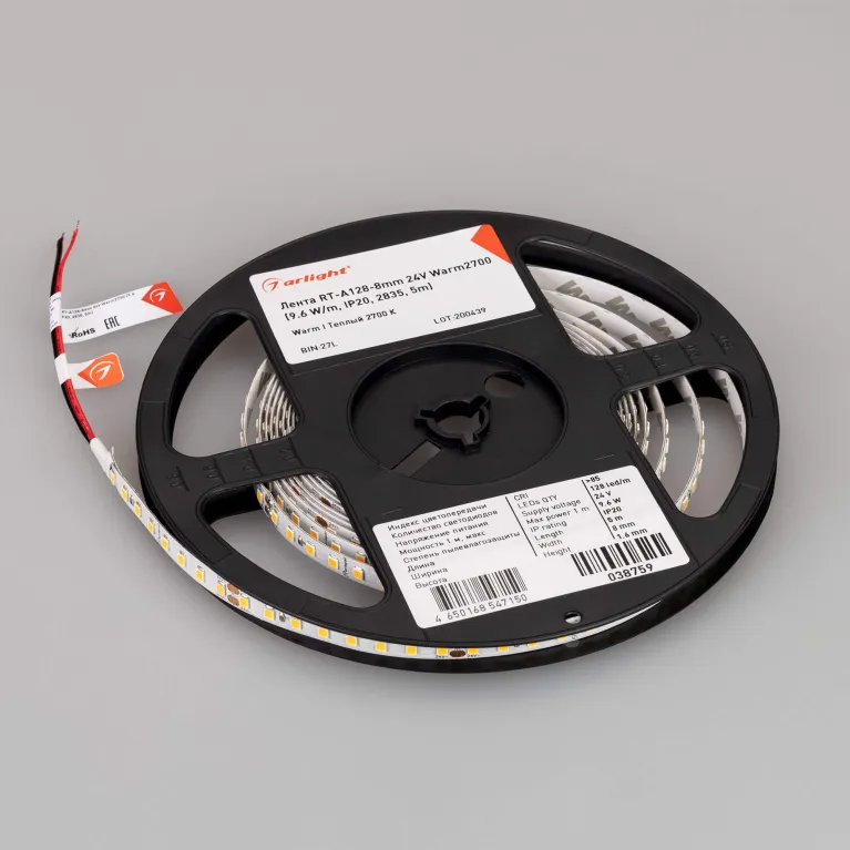 Светодиодная лента Arlight RT-A128-8mm 24V Warm2700 (9.6 W/m, IP20, 2835, 5m) 038759 в Нижнем Новгороде