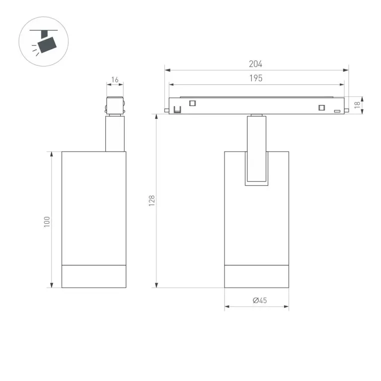 Трековый светодиодный светильник Arlight MAG-ORIENT-SPOT-R45-12W Day4000-MIX (BK, 24 deg, 48V, DALI) в Нижнем Новгороде