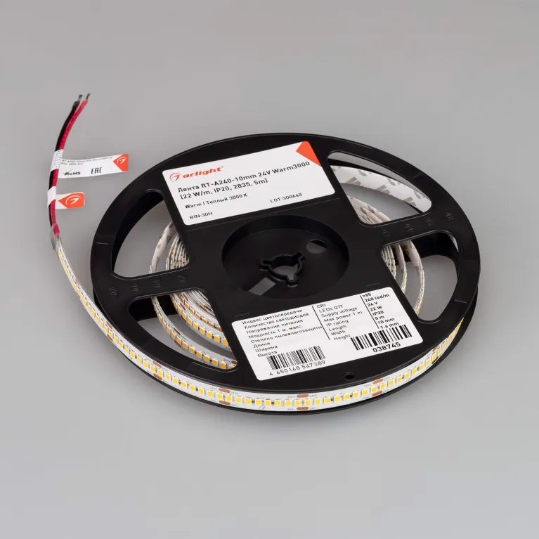 Светодиодная лента Arlight RT-A240-10mm 24V Warm3000 (22 W/m, IP20, 2835, 5m) 038745 в Нижнем Новгороде