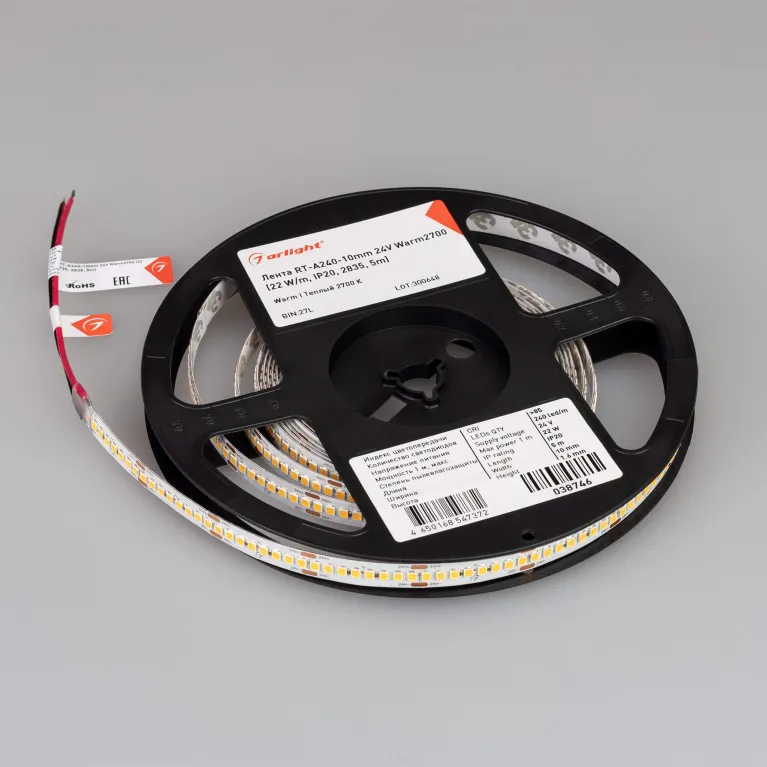 Светодиодная лента Arlight RT-A240-10mm 24V Warm2700 (22 W/m, IP20, 2835, 5m) 038746 в Нижнем Новгороде