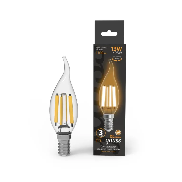 Лампа светодиодная Gauss Filament E14 13W 2700K 104801113 в Нижнем Новгороде