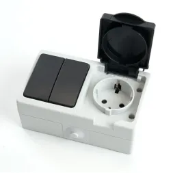 Блок розетка 1-местная выключатель 2-клавишный Stekker 32761