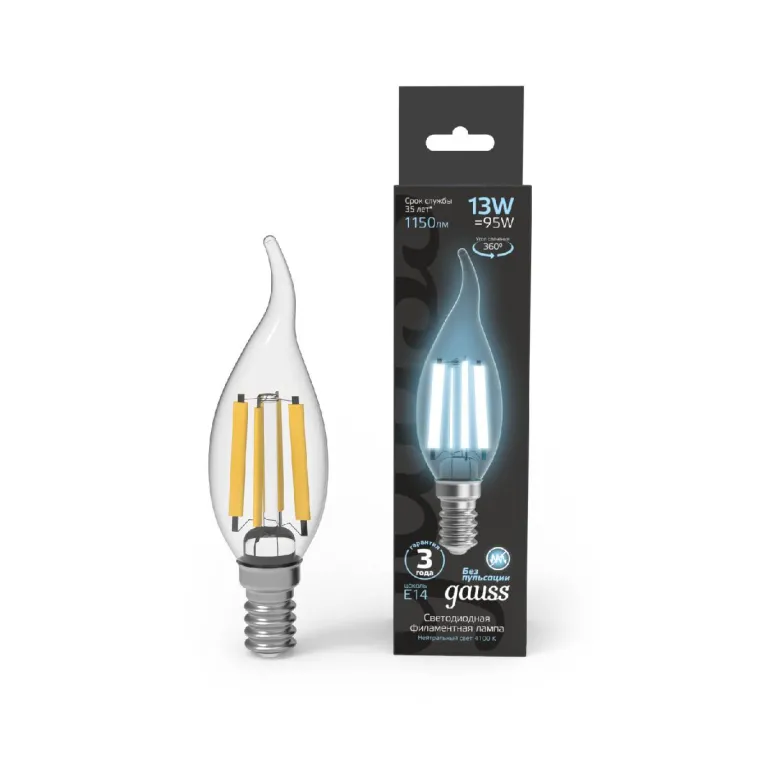Лампа светодиодная Gauss Filament E14 13W 4100K 104801213 в Нижнем Новгороде