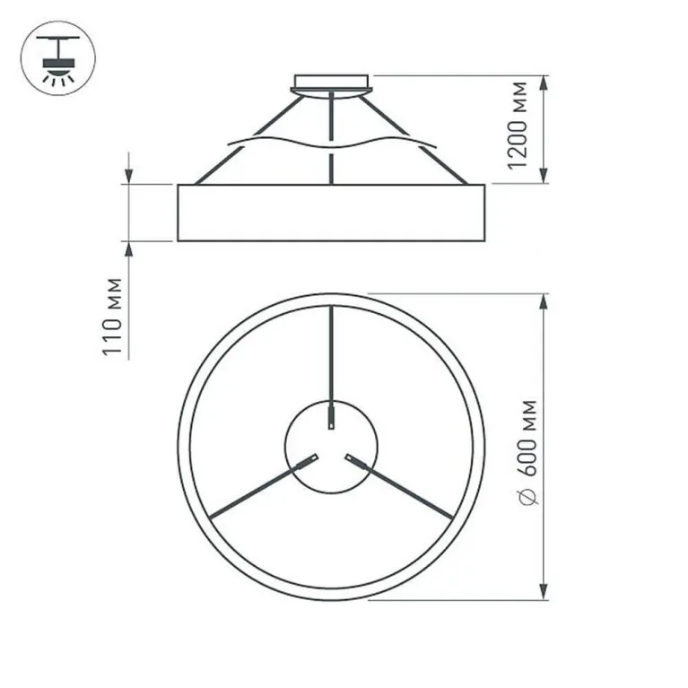 Подвесной светодиодный светильник Arlight SP-Tor-Ring-Hang-R600-42W Warm3000 023395(1) в Нижнем Новгороде