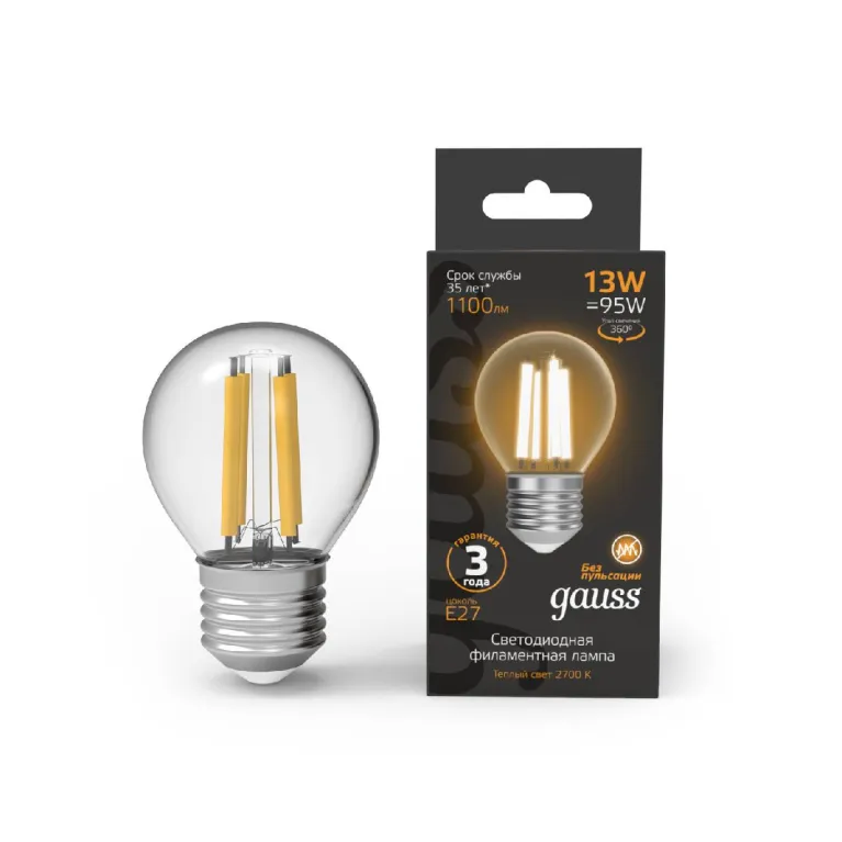 Лампа светодиодная Gauss Filament E27 13W 2700K 105802113 в Нижнем Новгороде