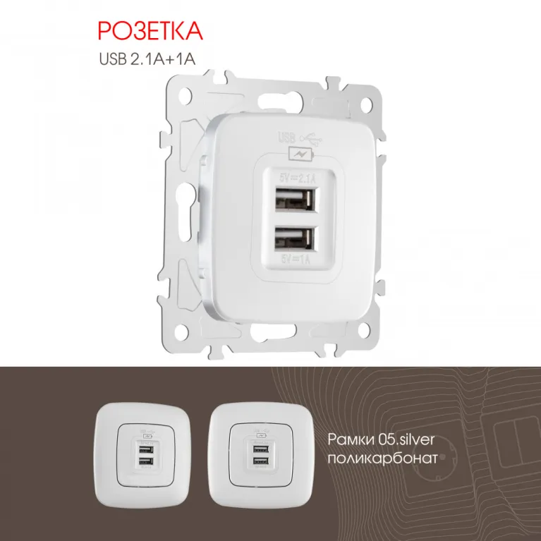 Розетка USB 2.1А+1А Arte Milano 205.46-1.silver в Нижнем Новгороде