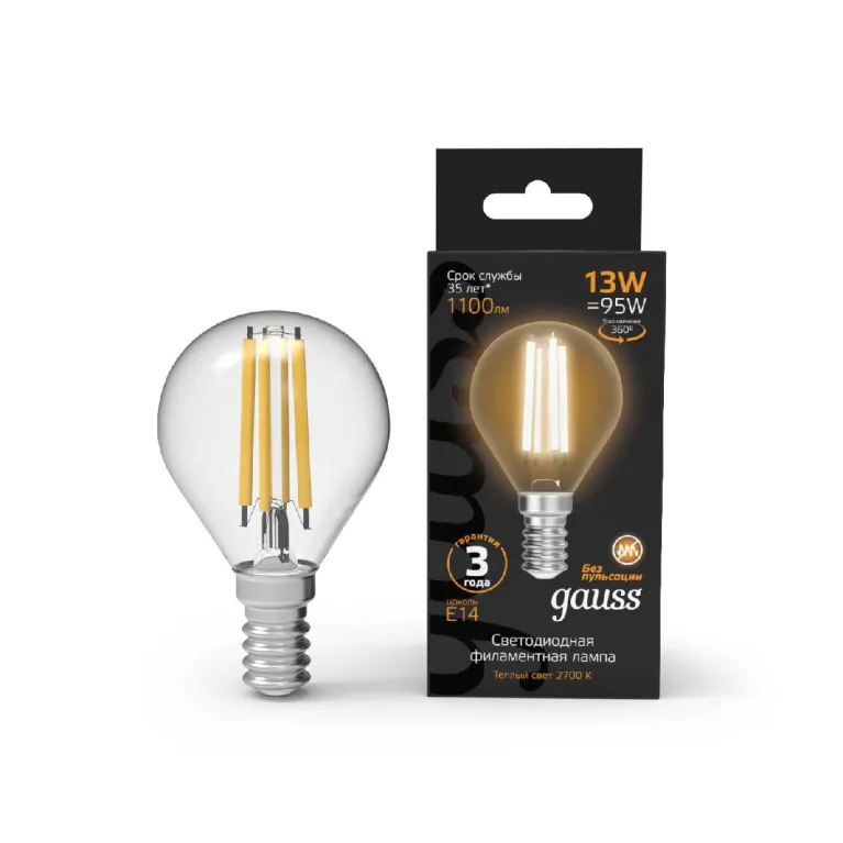 Лампа светодиодная Gauss Filament E14 13W 2700K 105801113 в Нижнем Новгороде