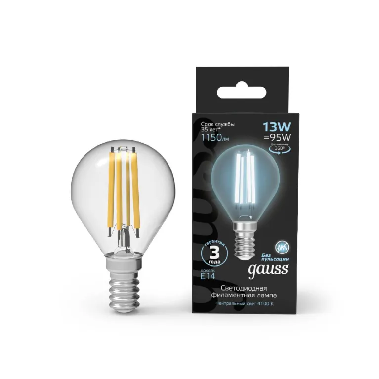 Лампа светодиодная Gauss Filament E14 13W 4100K 105801213 в Нижнем Новгороде