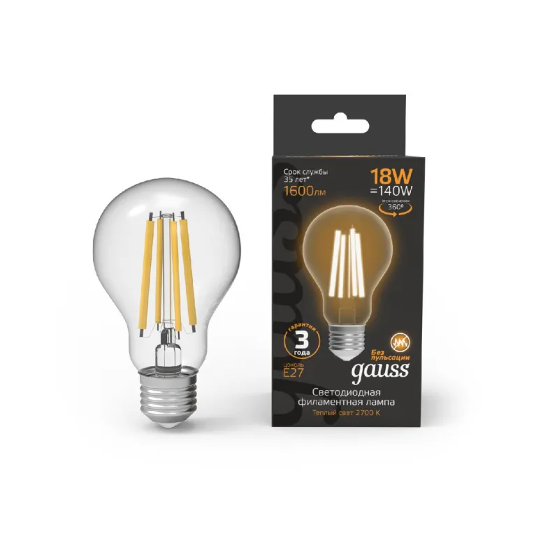 Лампа светодиодная Gauss Filament E27 18W 2700K 102902118 в Нижнем Новгороде