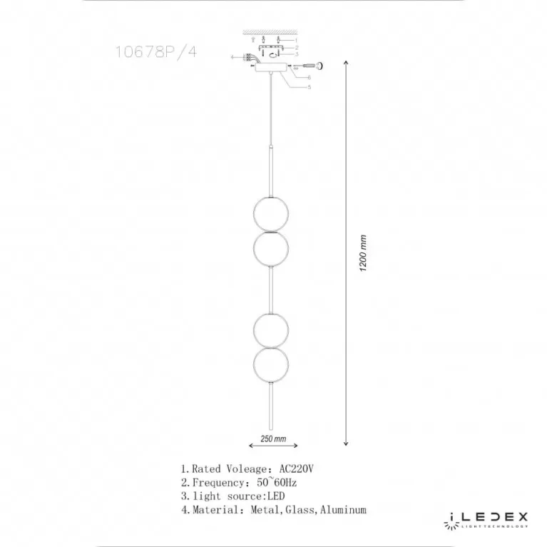 Подвесной светодиодный светильник iLedex Omega 10678P/4-20W-3000K BK-WH в Нижнем Новгороде