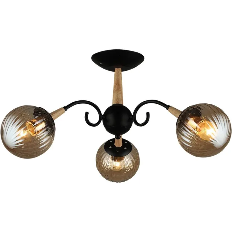 Потолочная люстра Reluce 04886-0.3-03 BK+WOOD в Нижнем Новгороде
