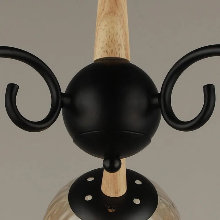 Потолочная люстра Reluce 04886-0.3-03 BK+WOOD в Нижнем Новгороде