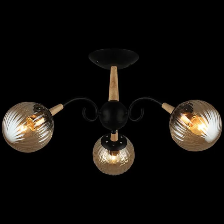 Потолочная люстра Reluce 04886-0.3-03 BK+WOOD в Нижнем Новгороде