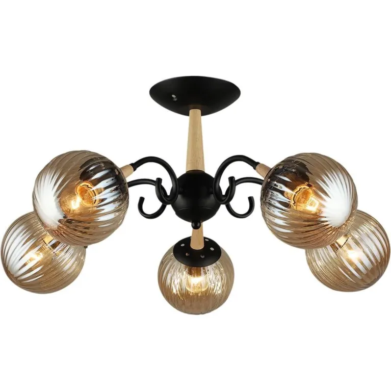 Потолочная люстра Reluce 04886-0.3-05 BK+WOOD в Нижнем Новгороде