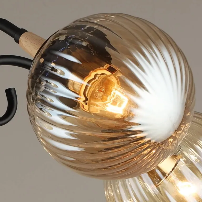 Потолочная люстра Reluce 04886-0.3-05 BK+WOOD в Нижнем Новгороде