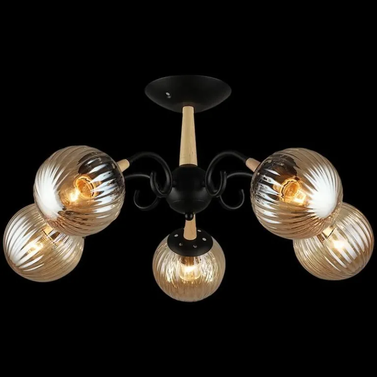 Потолочная люстра Reluce 04886-0.3-05 BK+WOOD в Нижнем Новгороде
