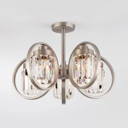 Потолочная люстра Eurosvet Loraine 10128/5 сатин-никель/прозрачный хрусталь Strotskis Smart