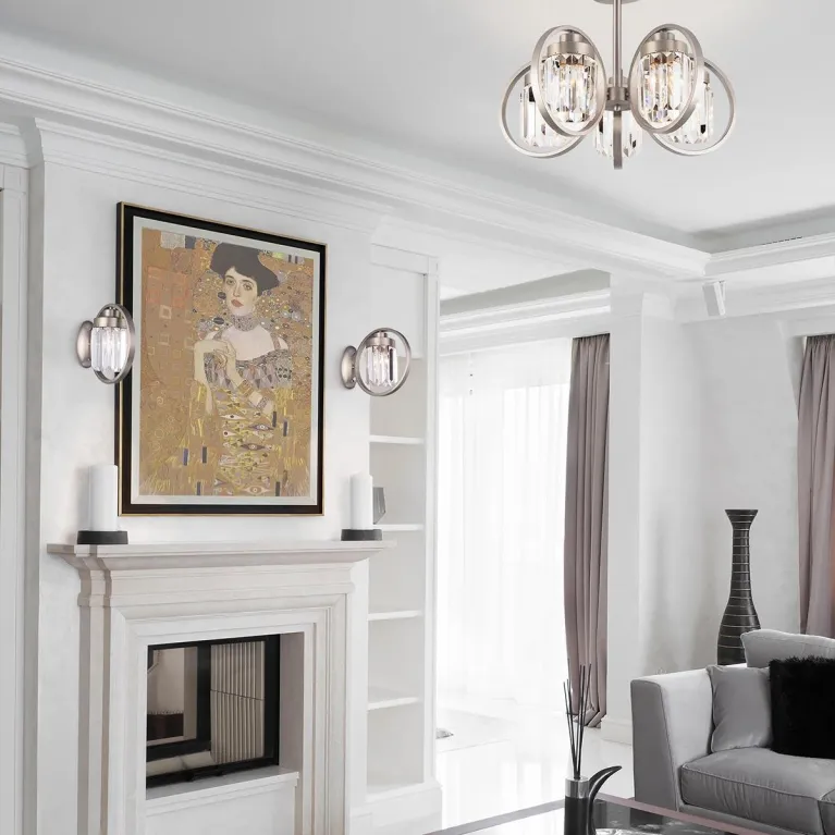 Потолочная люстра Eurosvet Loraine 10128/5 сатин-никель/прозрачный хрусталь Strotskis Smart в Нижнем Новгороде